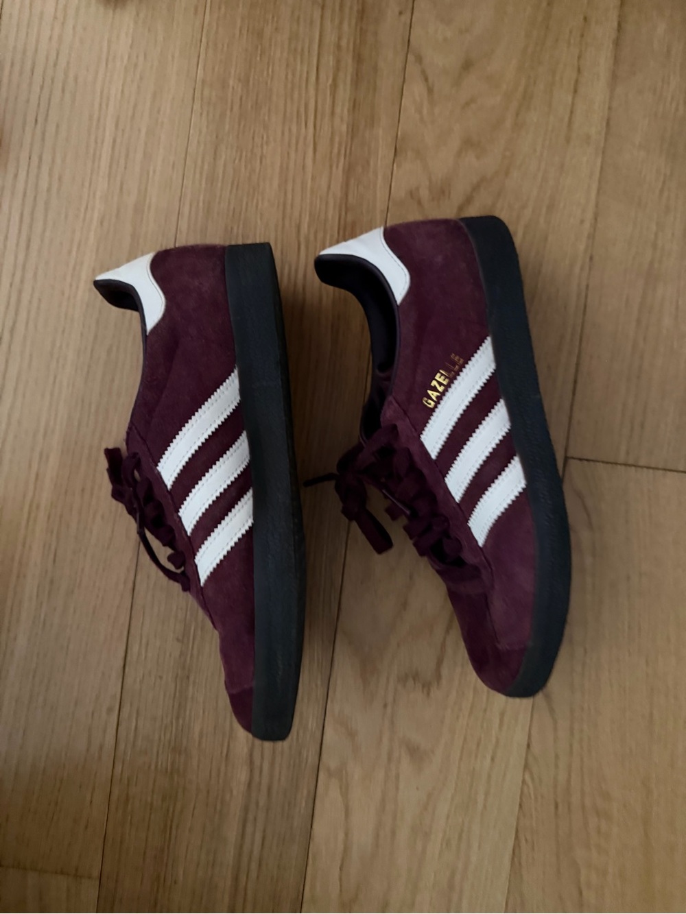 Adidas Gazelle Burgundy Suede Sneakers with White Stripes - Picture 2 of 5